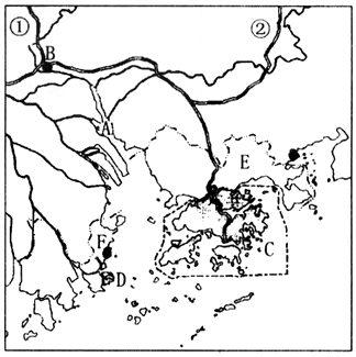 读"珠江三角洲地区"图,回答: (1)写出图中字母代表的地理事物名称:a是